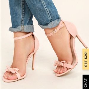 Lulu’s Babette blush suede ankle strap heels